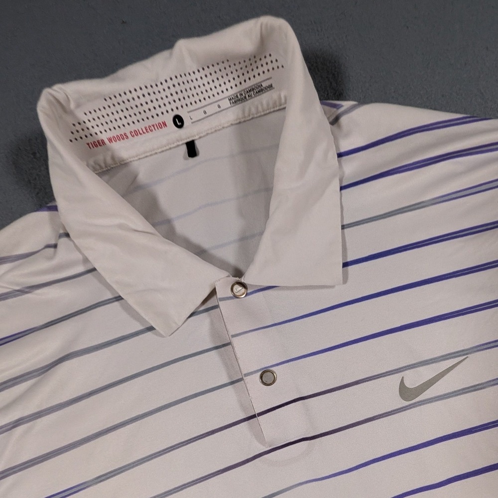 Nike Tiger Woods Collection Polo Mens Large PGA Championship Valhalla Striped